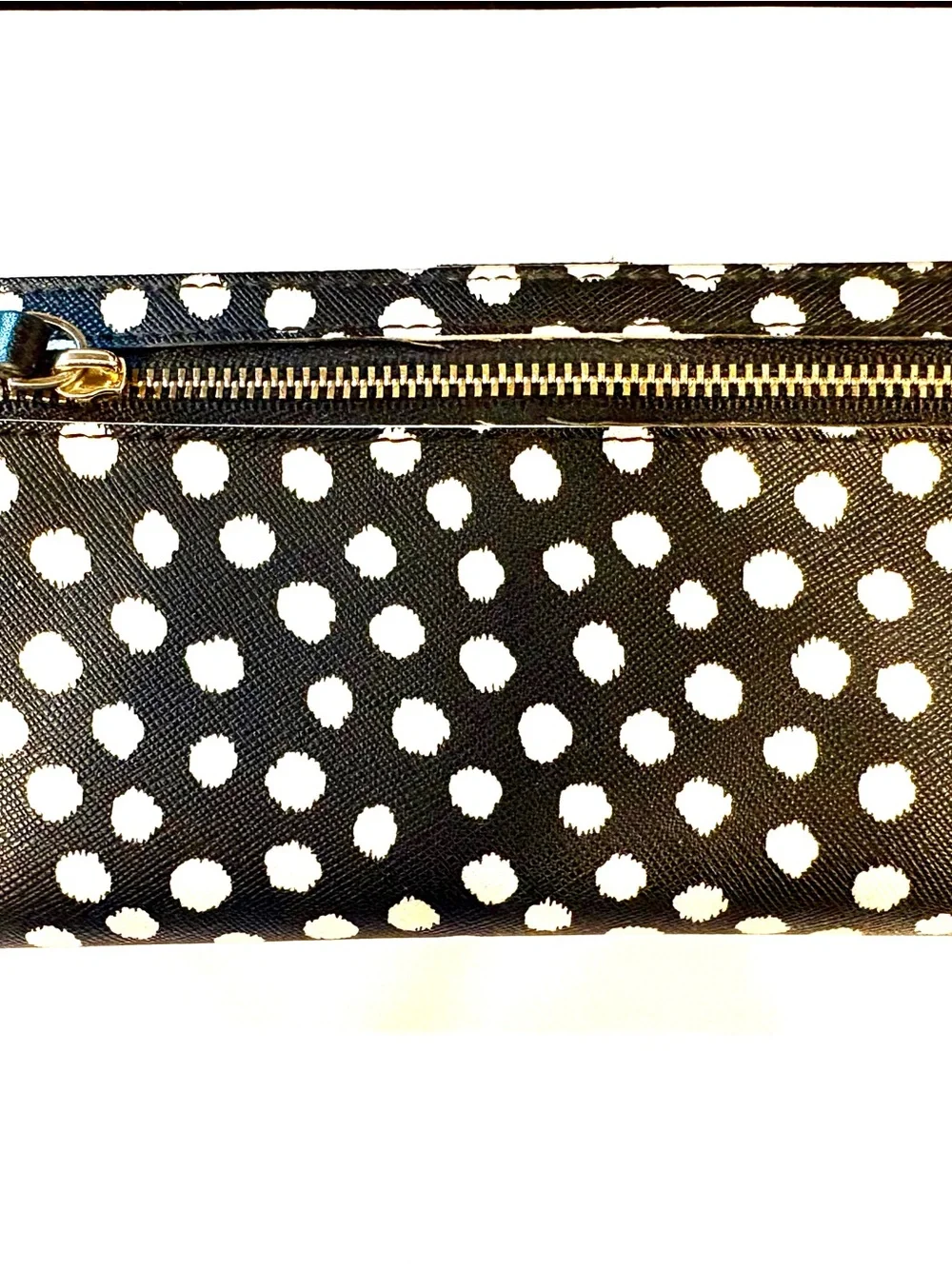 kate spade Black and White Polka Dot Wallet with Gold Logo